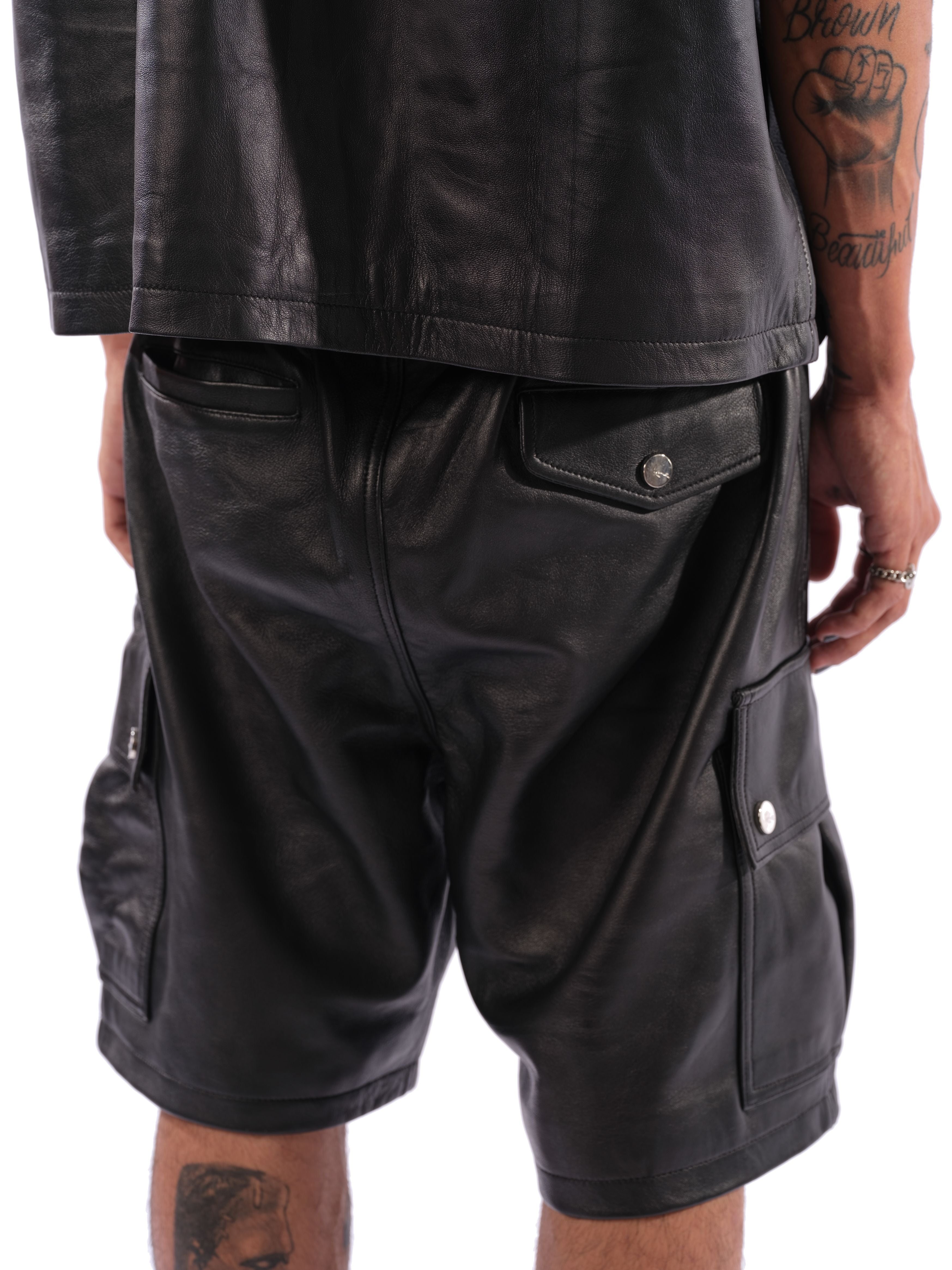 Leather cargo shorts clearance