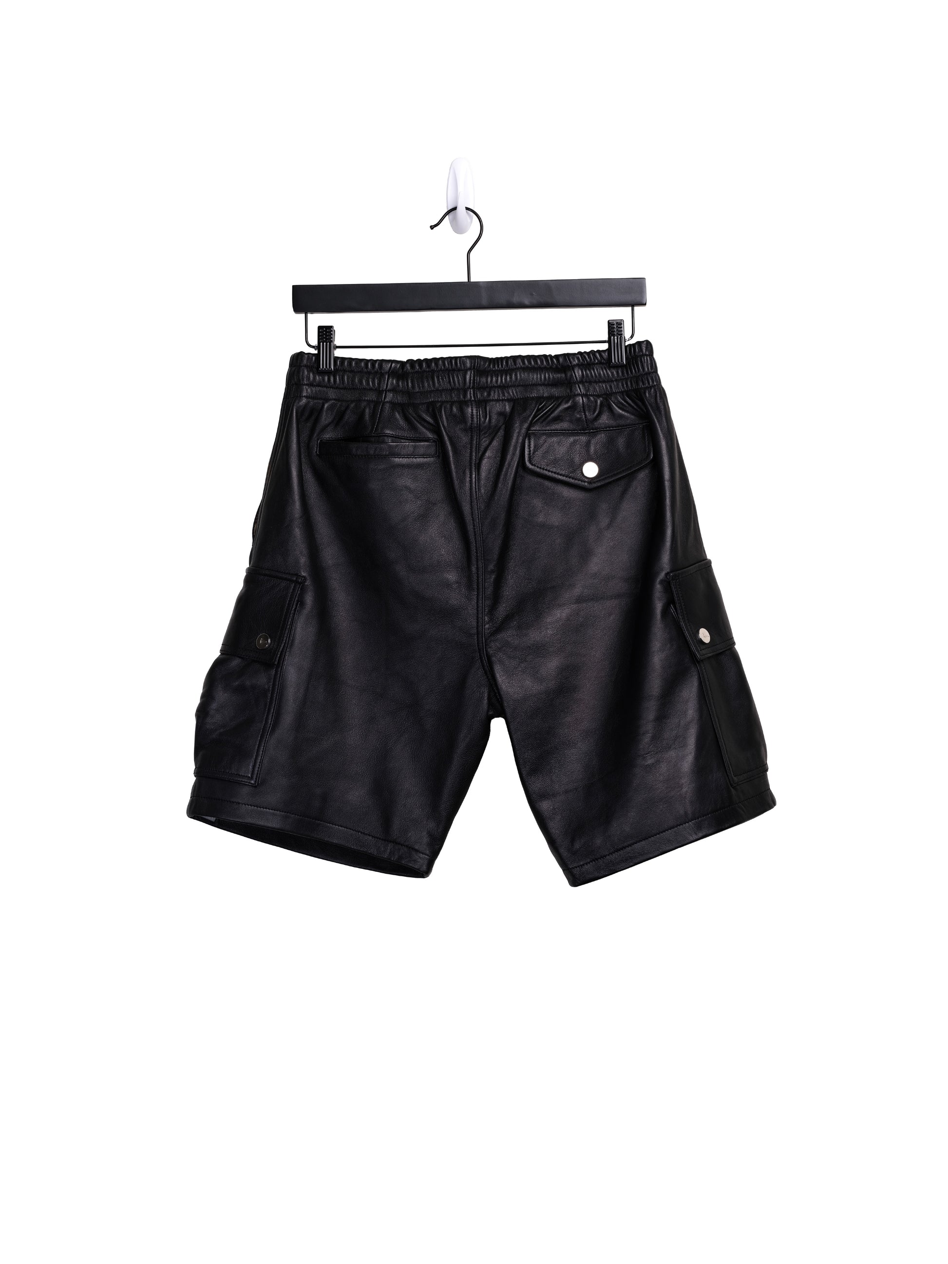 Men's Real Leather Black Cargo Shorts  Casual Leather Shorts – LeatherGear